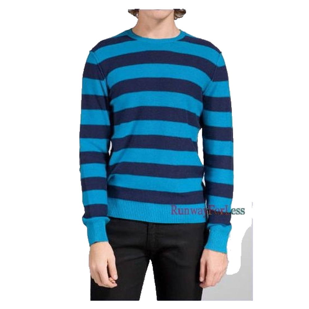 New JUICY COUTURE Blue Striped Seine Cashmere Blend Sweater XL $178